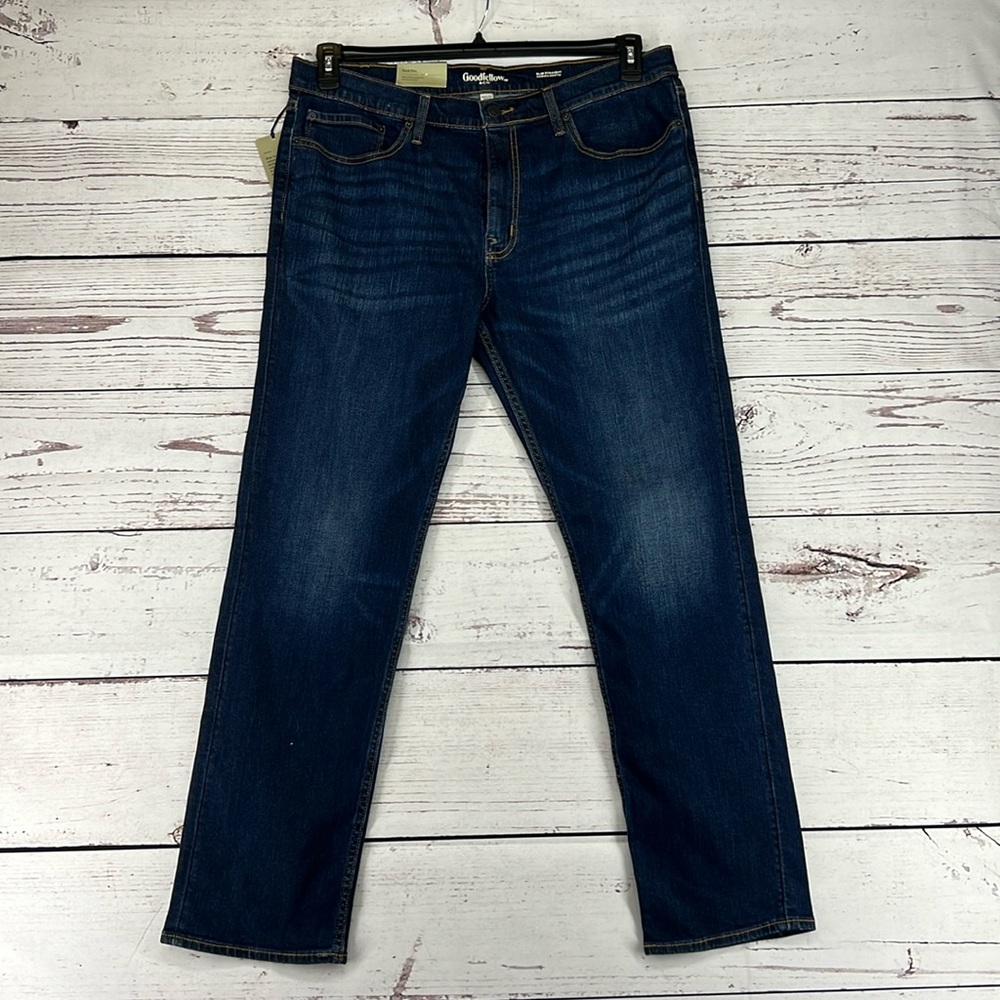 Men’s Slim Straight Fit-Jeans Goodfellow & Co Dark Denim Wash 38x32 Dark Blue